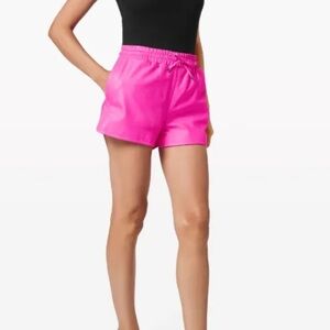 Philipp Plein Logo-Plaque Leather Shorts Fuchsia Beetroot Size Small New W/ Tags